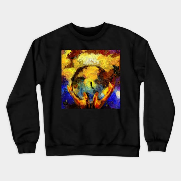 Crystal ball in hands Crewneck Sweatshirt by rolffimages